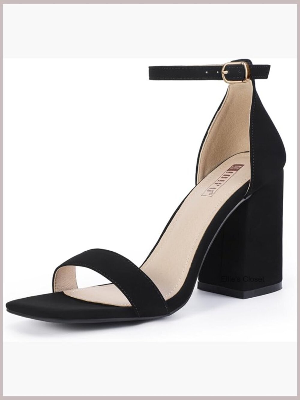 3.6in Chunky Block Heels Heeled Sandals Square Toe Ankle Strap